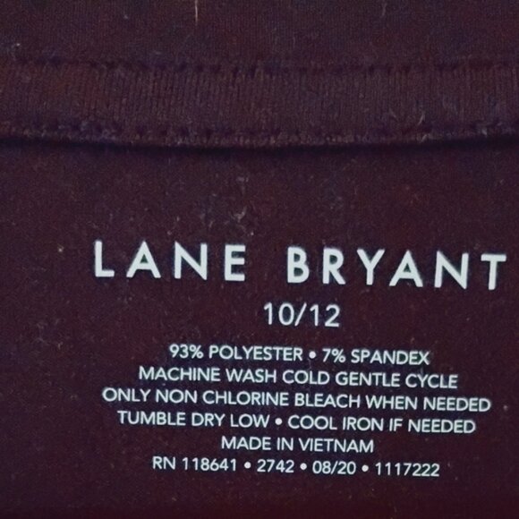 Lane Bryant Maroon Long Sleeve V-neck Swing top Size 10/12 - Picture 4 of 4